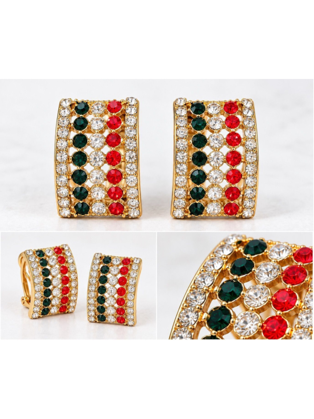 Gold tone G,W,R Earrings